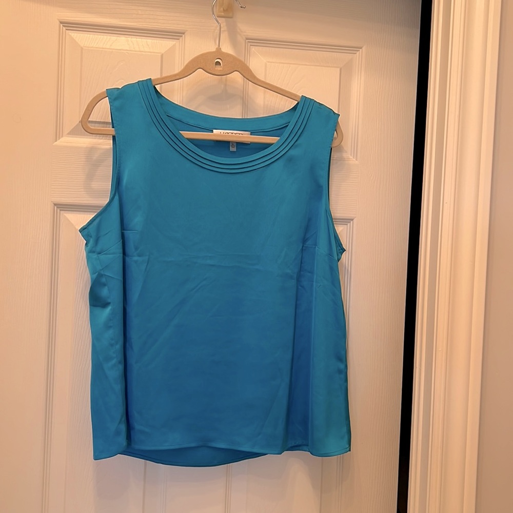 Sz XL Turquoise Sleeveless Blouse by Kasper